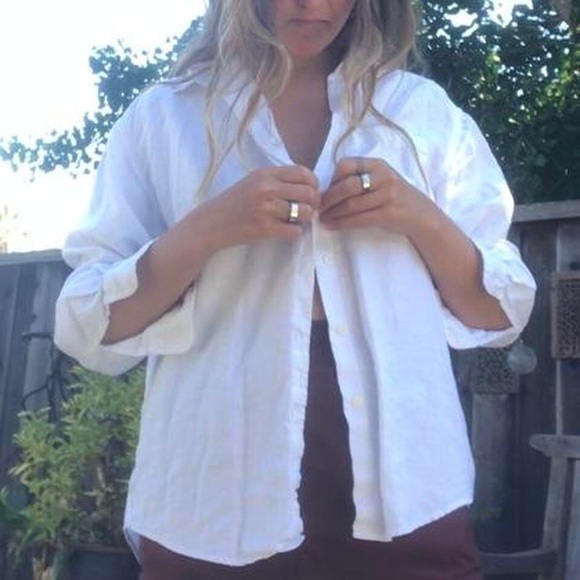 White linen button up shirt Eddie Bauer - Picture 5 of 5